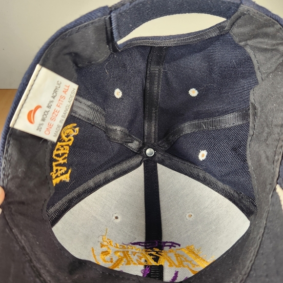 Lakers Hat Cap Black Wool Blend Strap Back Adjustable NBA Basketball - Picture 5 of 8